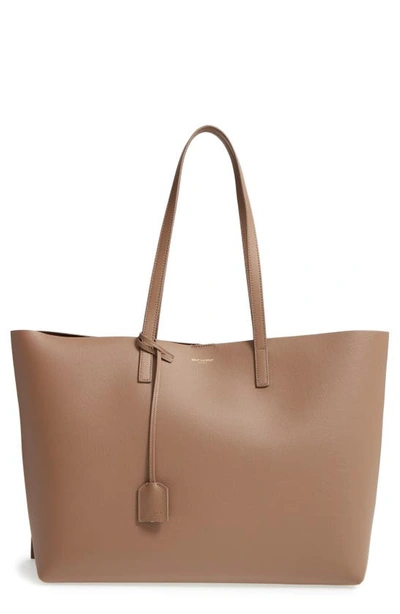 Shop Saint Laurent Shopping Leather Tote In Taupe