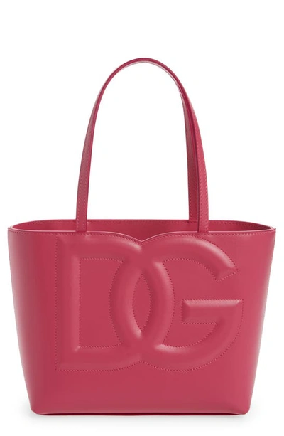 Shop Dolce & Gabbana Large Dg Logo Leather Tote In Light Lilac