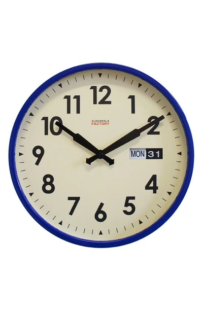 Shop Cloudnola Date & Time Wall Clock In Blue