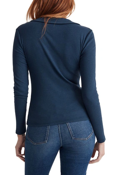 Shop Madewell Ruched Polo Cardigan In Craftsman Blue