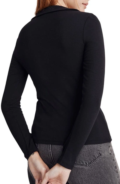 Shop Madewell Ruched Polo Cardigan In True Black