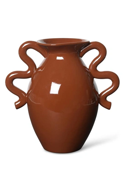 Shop Ferm Living Verso Handled Vase In Terracotta