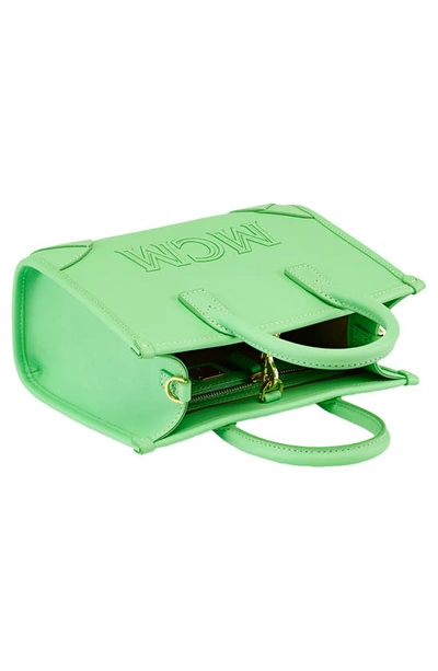 Shop Mcm Mini Leather Tote In Summer Green