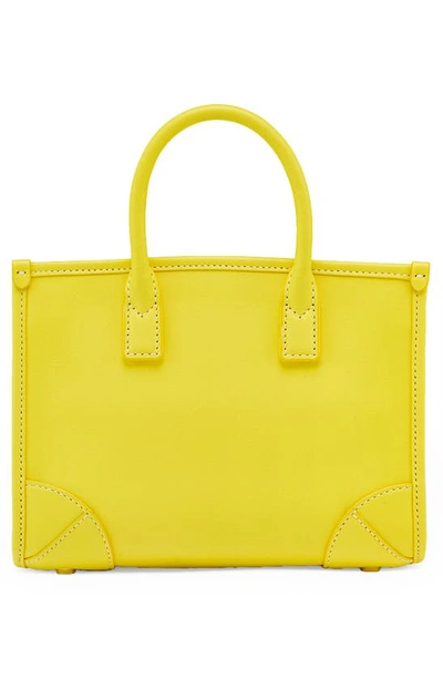 Shop Mcm Mini Leather Tote In Vibrant Yellow