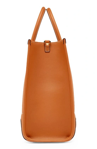 Shop Mcm Large Leather Tote In Cognac