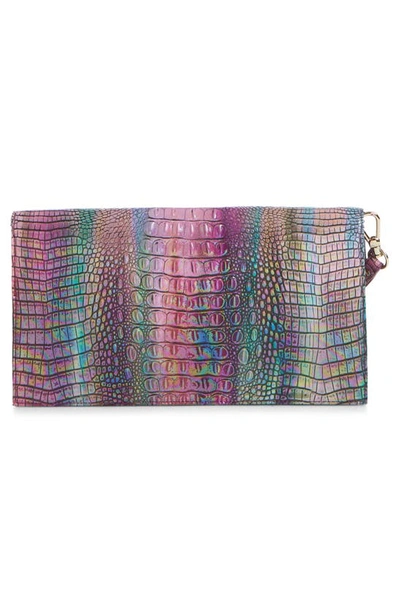 Shop Brahmin Kaia Croc Embossed Leather Clutch In Magical