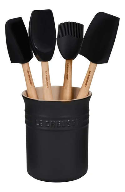 Le Creuset Craft Series 5pc Utensil Set With Crock In Licorice