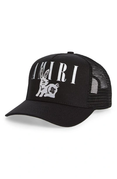 Shop Amiri Bandana Rabbit Logo Trucker Hat In Black