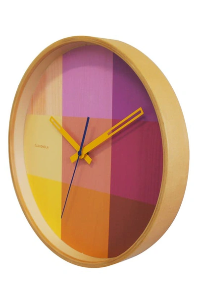 Shop Cloudnola Riso Wooden Wall Clock In Pink/ Yellow
