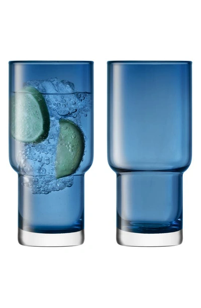 Shop Lsa Utility Set Of 2 Highball Glasses In Blue