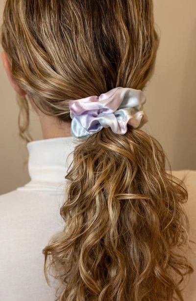 Blissy Pure Sleep Silk Pillowcase & Scrunchie Set In White/ Multi