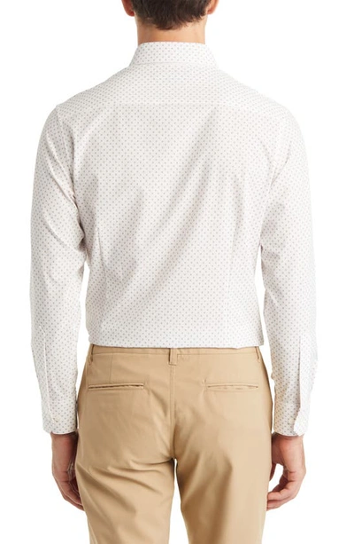 Shop Mizzen + Main Leeward Geometric Print Button-up Shirt In White Gray Geo Print