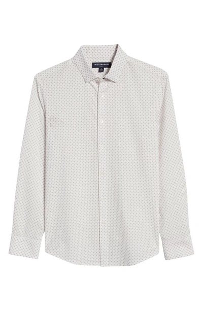 Shop Mizzen + Main Leeward Geometric Print Button-up Shirt In White Gray Geo Print