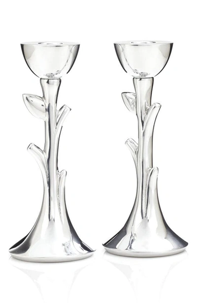 Shop Nambe 'tree Of Life' Sabbath Candlesticks In Silver