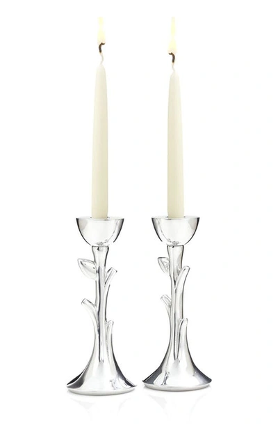 Shop Nambe 'tree Of Life' Sabbath Candlesticks In Silver