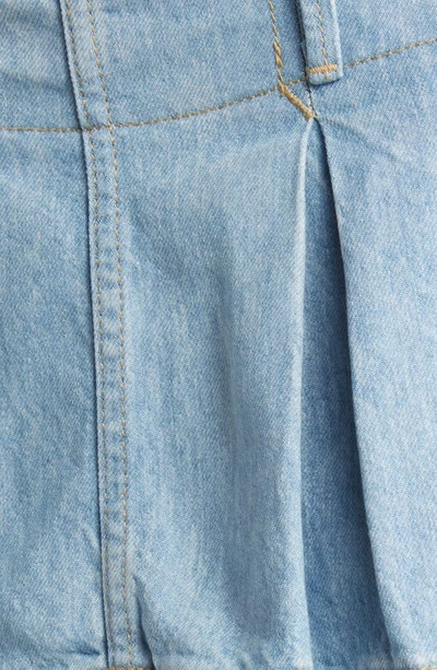 Free People Pleated Denim Micro Skirt in Canyon Blue at Nordstrom, Size 12