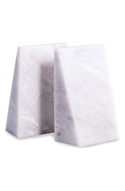 Shop Bey-berk White Marble Wedge Bookends In Multi Color