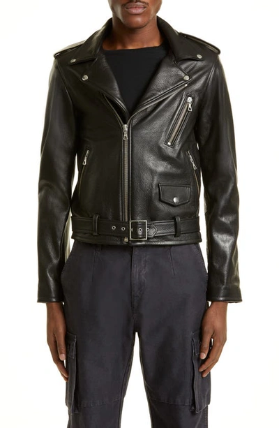 Shop John Elliott Classic Leather Moto Jacket In Black