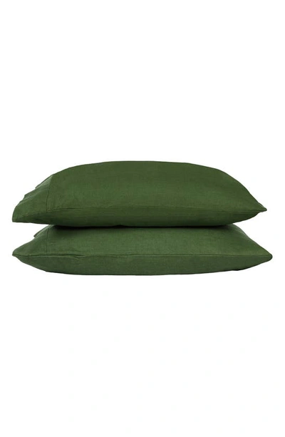 Shop Sijo French Linen Pillowcase Set In Forest
