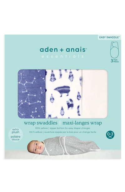 Shop Aden + Anais Essentials 3-pack Wrap Swaddles In Scandinavian Sky