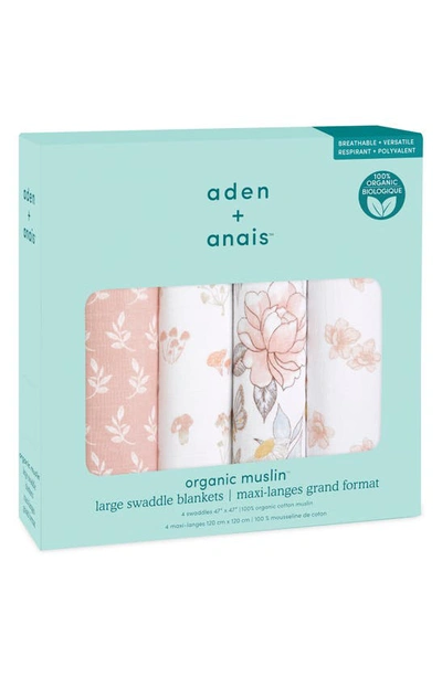 Shop Aden + Anais Assorted 4-pack Organic Cotton Muslin Swaddling Cloths In Earthly
