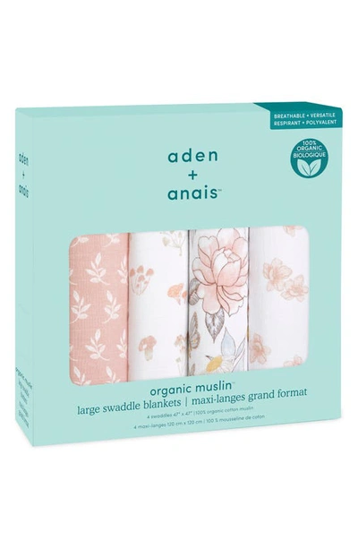 Aden + Anais Assorted 4-pack Organic Cotton Muslin Swaddling Cloths In Earthly