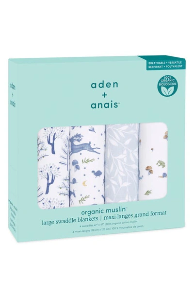 Shop Aden + Anais Assorted 4-pack Organic Cotton Muslin Swaddling Cloths In Outdoors