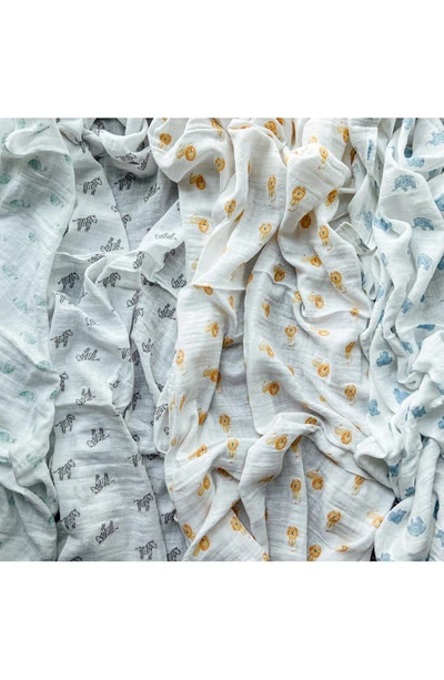 Aden + Anais Assorted 4-pack Organic Cotton Muslin Swaddling Cloths In Animal Kingdom