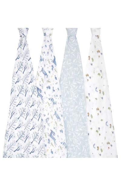 Shop Aden + Anais Assorted 4-pack Organic Cotton Muslin Swaddling Cloths In Outdoors