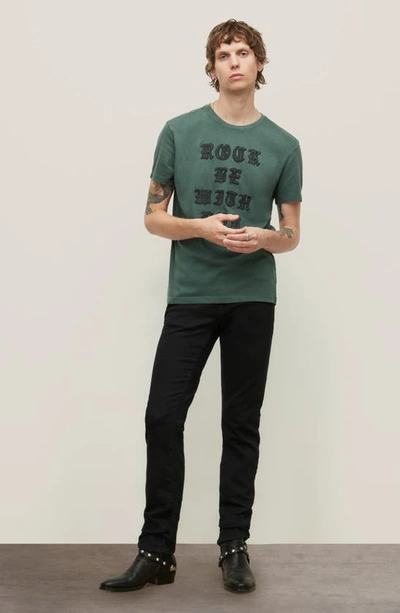 Shop John Varvatos Raw Edge Rock Be With You Appliqué T-shirt In Dark Moss