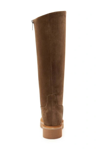 Milana Suede Tall Flat Boots In Light Taupe