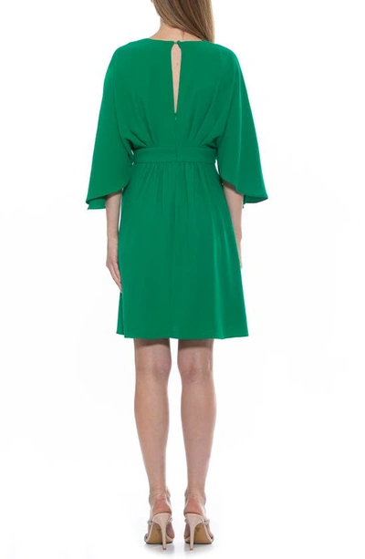 Shop Alexia Admor Isla Draped Dolman Sleeve Fit & Flare Dress In Green