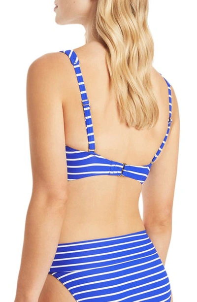 Shop Sea Level Multifit Cross Front Bikini Top In Cobalt
