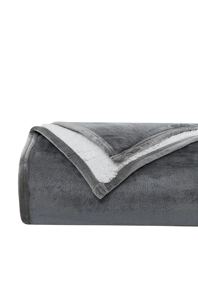 Southshore Fine Linens Microfleece Oversized Reversible Faux Shearling Throw Blanket In Slate