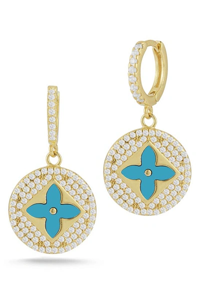 Sphera Milano 14k Gold Vermeil Cz Clover Earrings In Yellow Gold