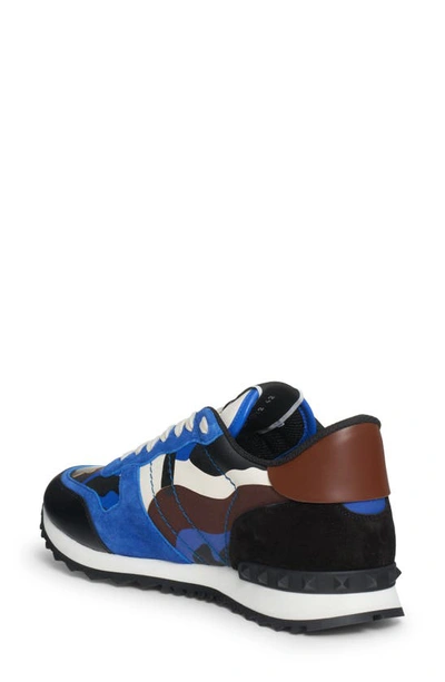 Shop Valentino Rockrunner Camouflage Sneaker In Blue/brown/ Ivory/ Nero/ Choc