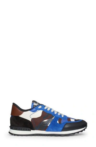 Shop Valentino Rockrunner Camouflage Sneaker In Blue/brown/ Ivory/ Nero/ Choc