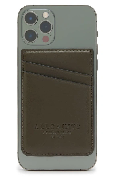 Shop Allsaints Callie Leather Card Case In Olive