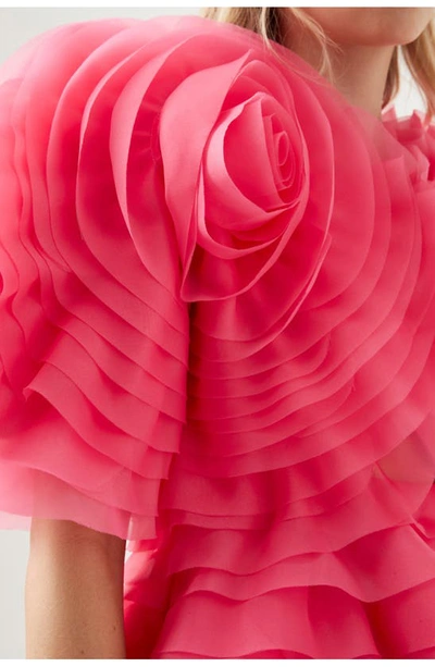 Shop Aje Amour Ruffle Cocktail Dress In Berry Pink