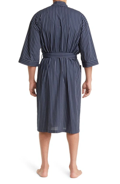 Majestic Sunset Blues Stripe Robe In Dark Navy