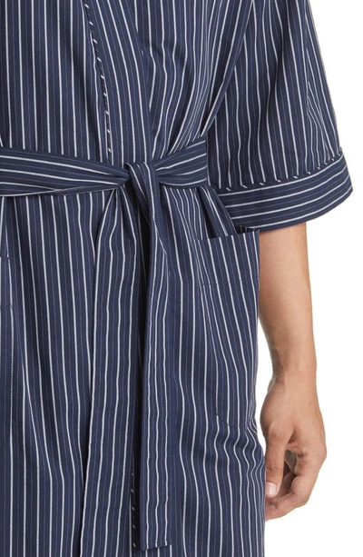 Shop Majestic Sunset Blues Stripe Robe In Dark Navy