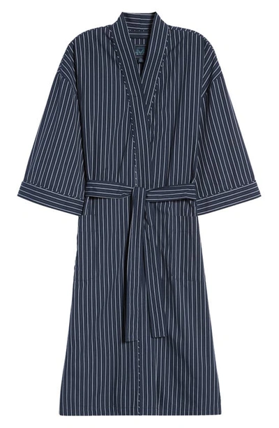 Shop Majestic Sunset Blues Stripe Robe In Dark Navy