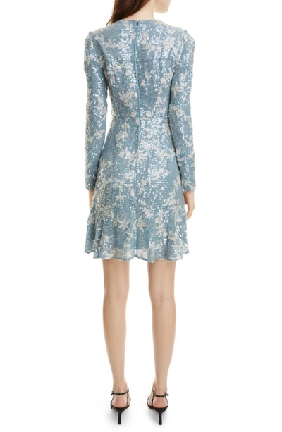 Erdem Bette Sequin-embellished Woven Mini Dress In Blue + Silver