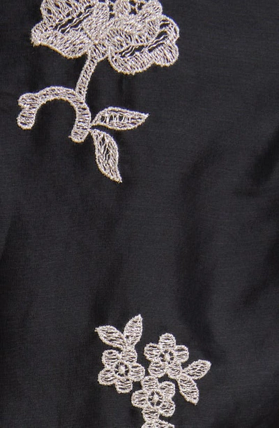 Shop Erdem Nella Embroidered Floral Long Sleeve Organza Dress In Black