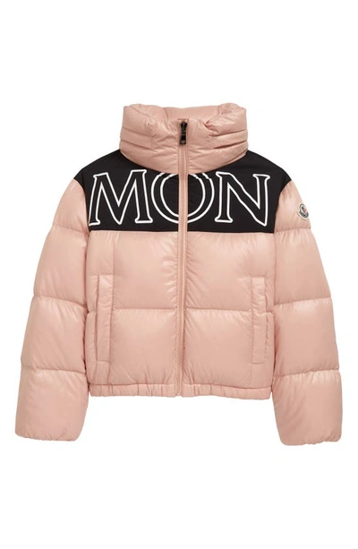 Shop Moncler Kids' Gers Logo Quilted Down Jacket In Pink