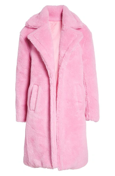 Azalea Wang Longline Faux Fur Coat In Pink