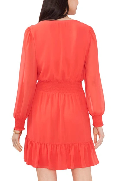 Shop Vince Camuto Wrap Front Long Sleeve Dress In Radient Red