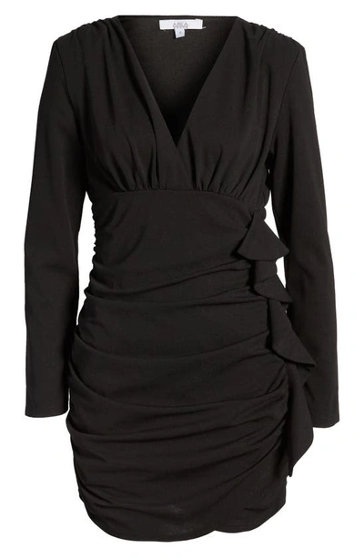 Shop Area Stars Ruched Long Sleeve Mini Dress In Black
