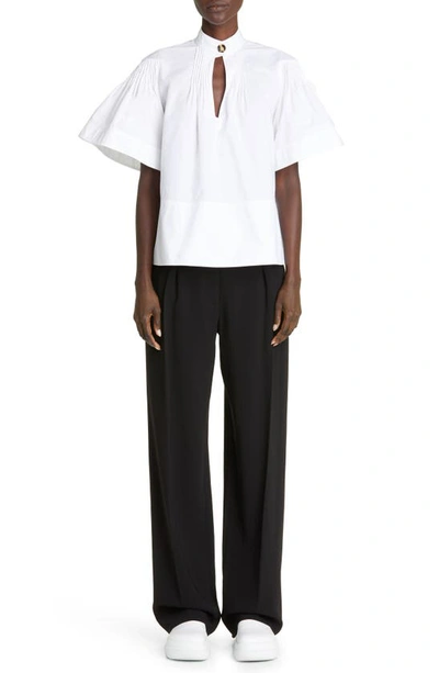 Shop Proenza Schouler Pintuck Pleat Cutout Cotton Poplin Blouse In White