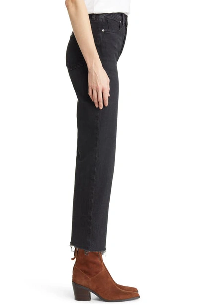 Shop Frank & Eileen Monaghan High Waist Raw Hem Crop Mom Jeans In Black Wash